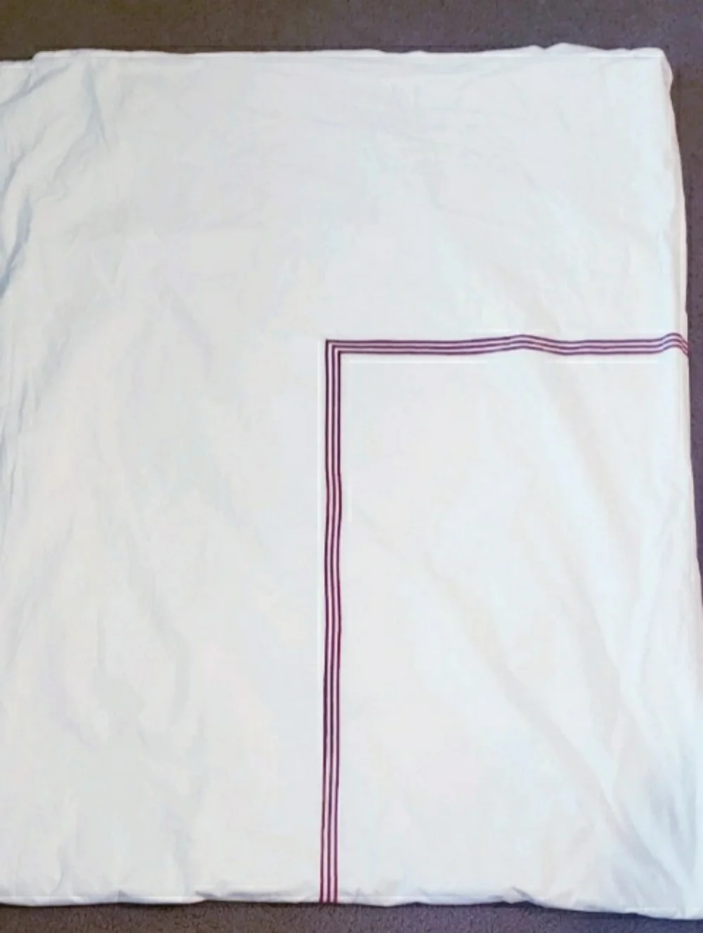 Pottery Barn 100%cotton King Duvet Cover White Red Striped Border